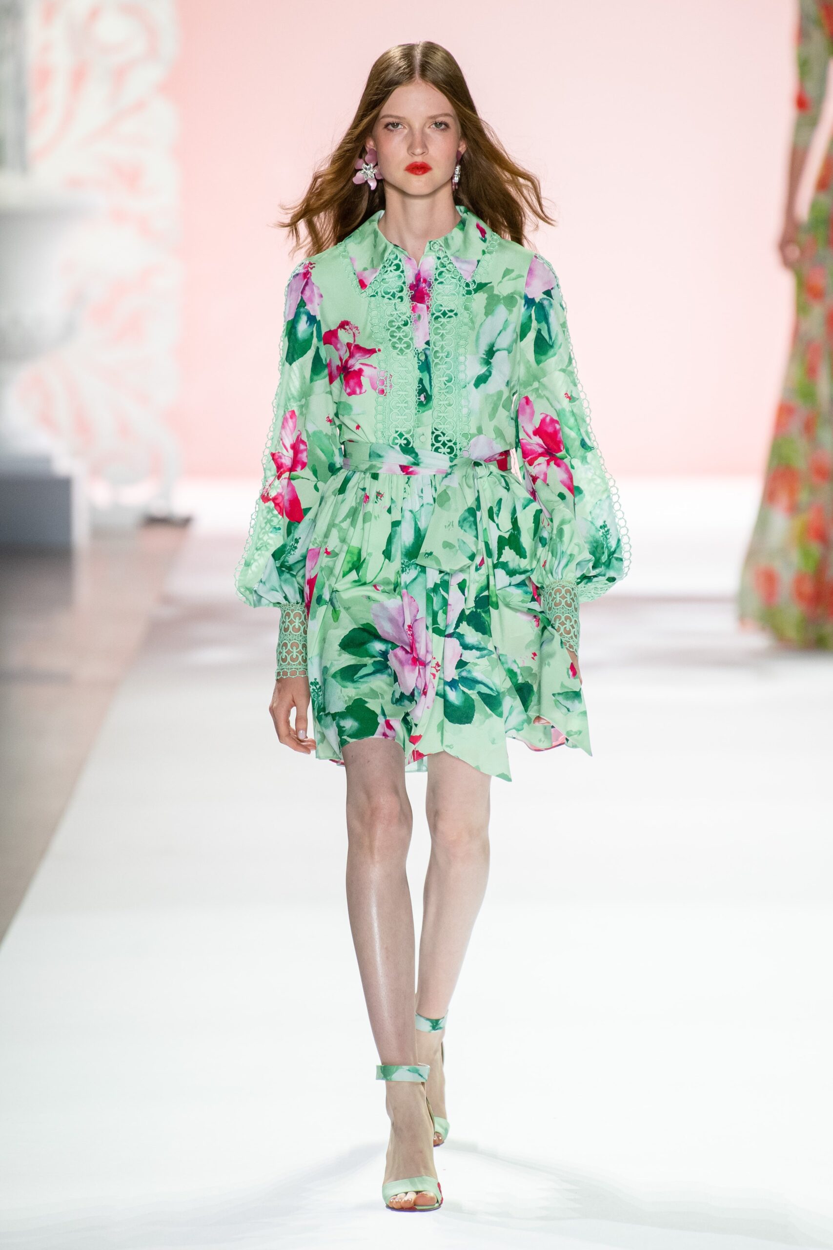 floral green mini dress