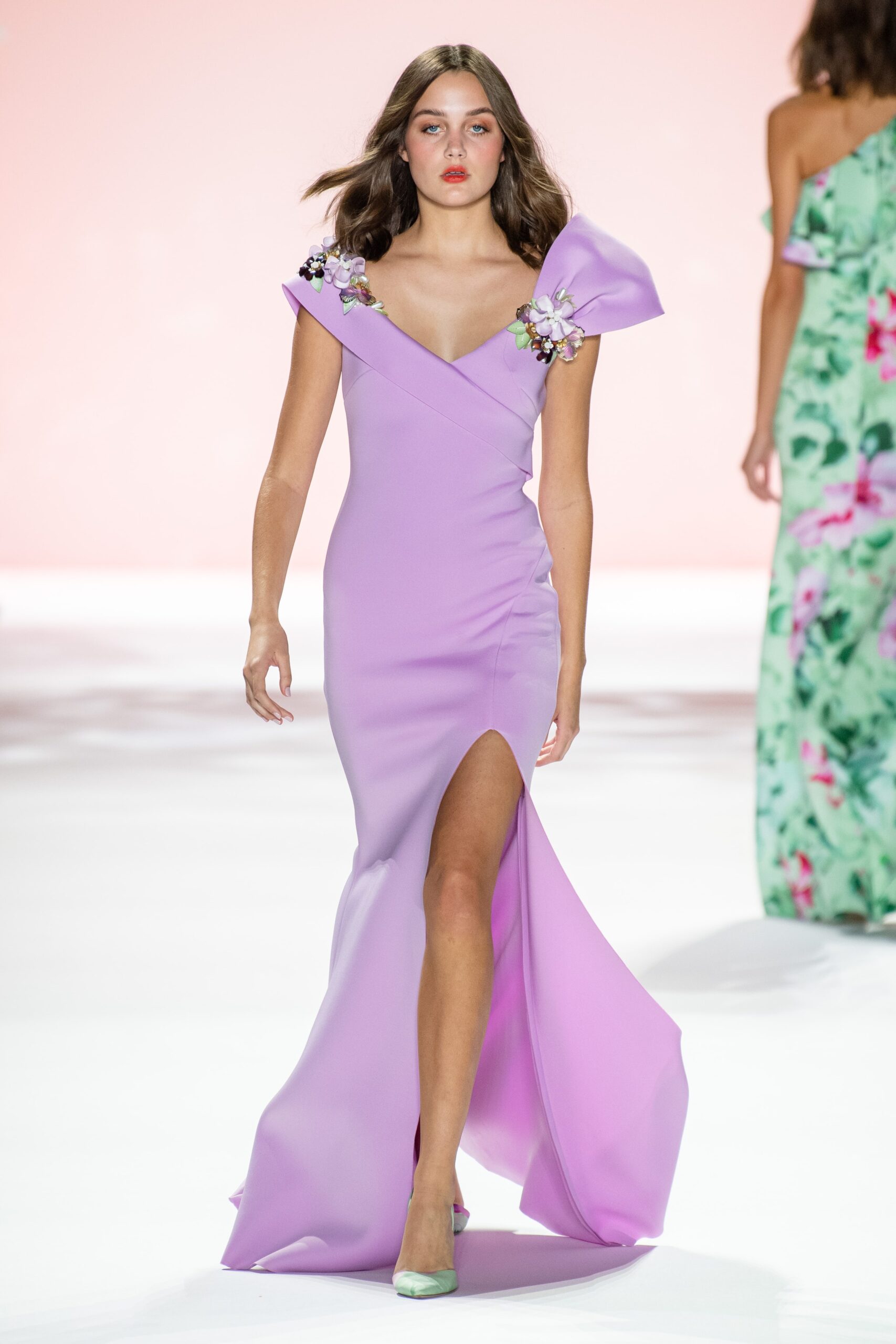 fitted purple silk gown