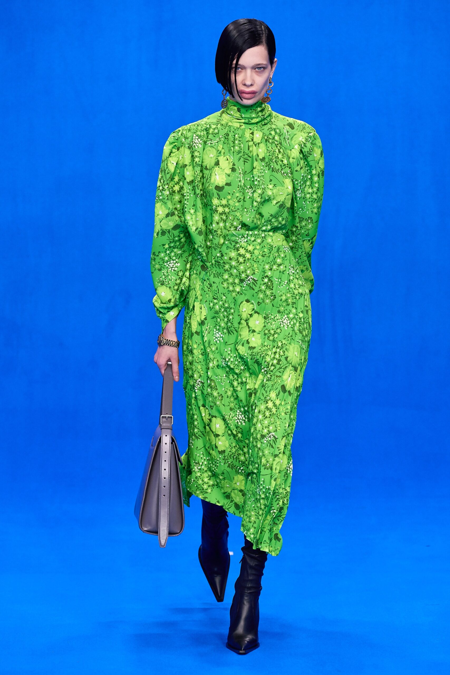 green pleated midi dress