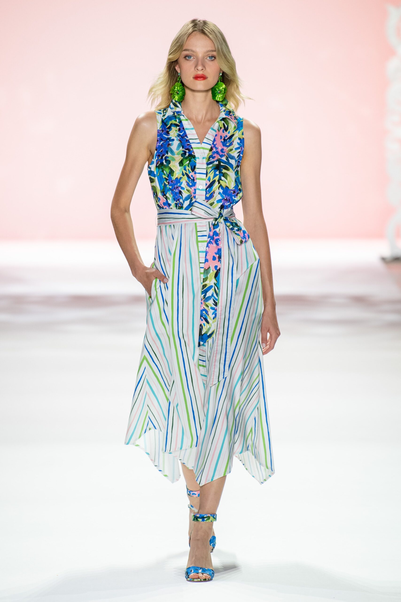 floral striped midi dress