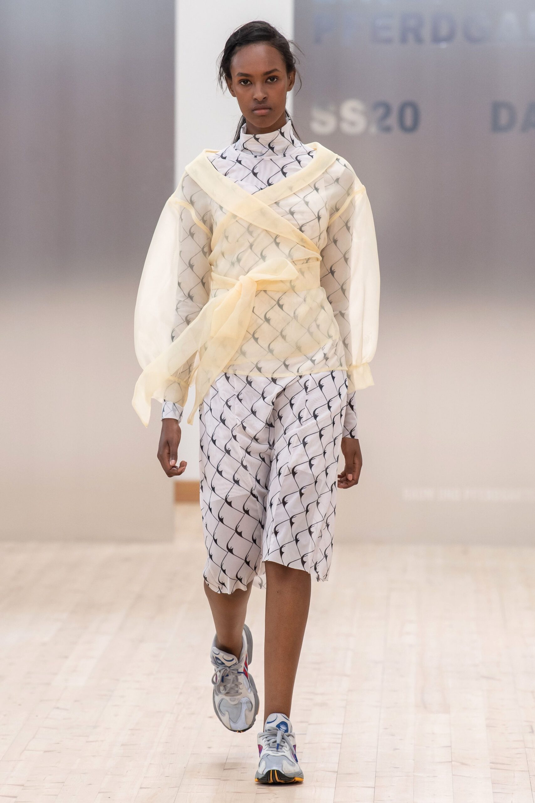 white and yellow printed midi dress