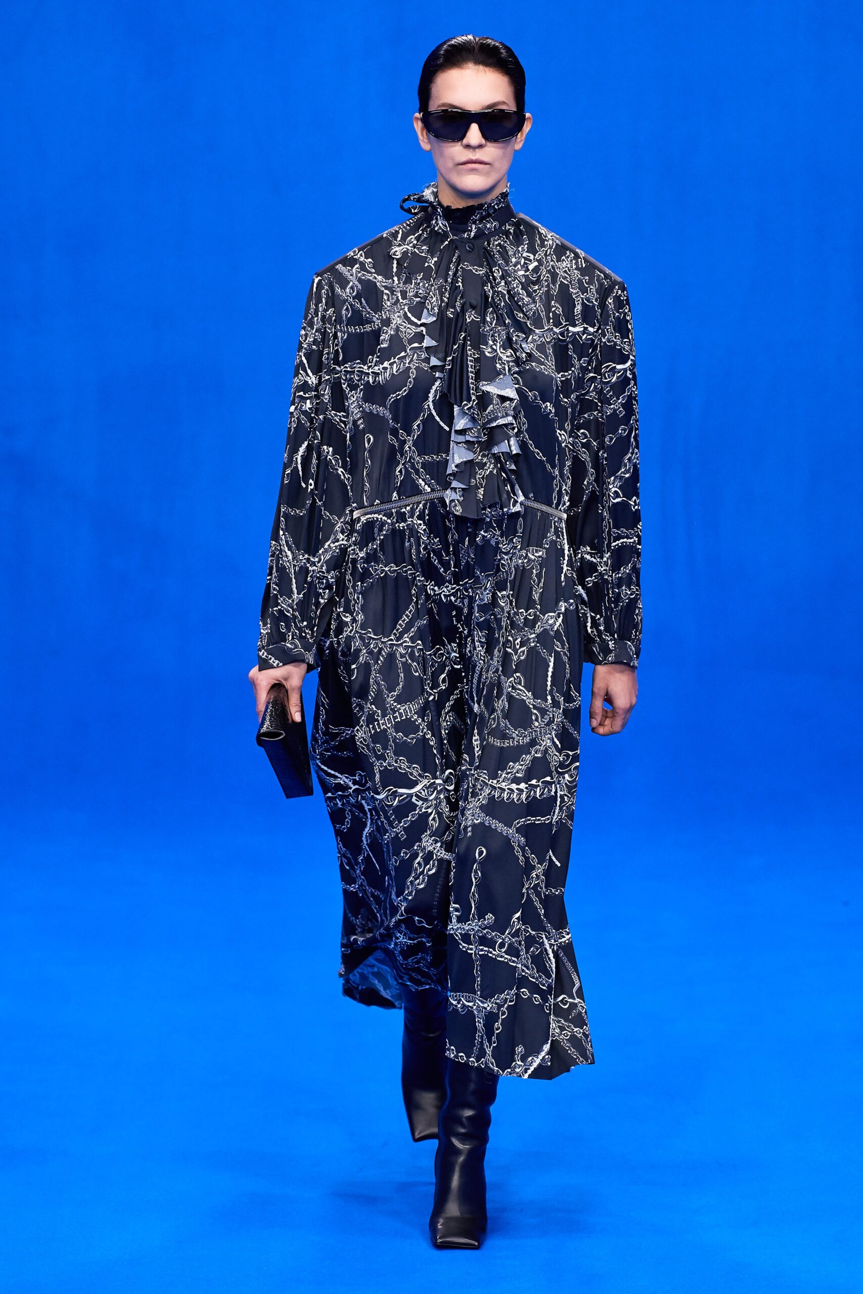 black and white printed midi dress