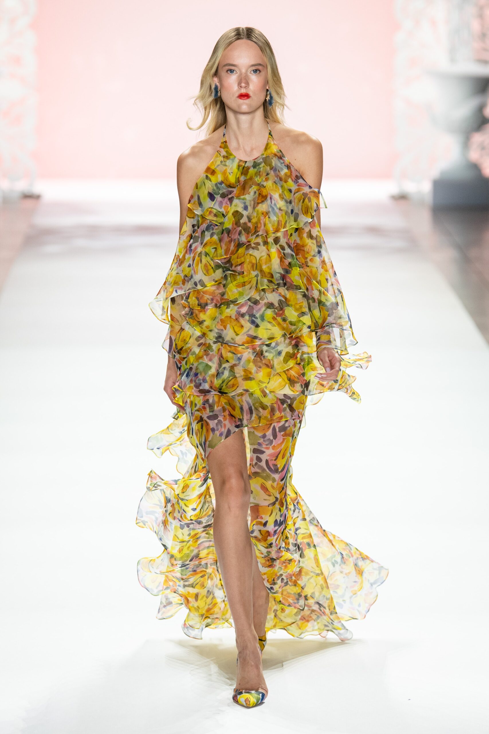 yellow multi-colored flowing dress