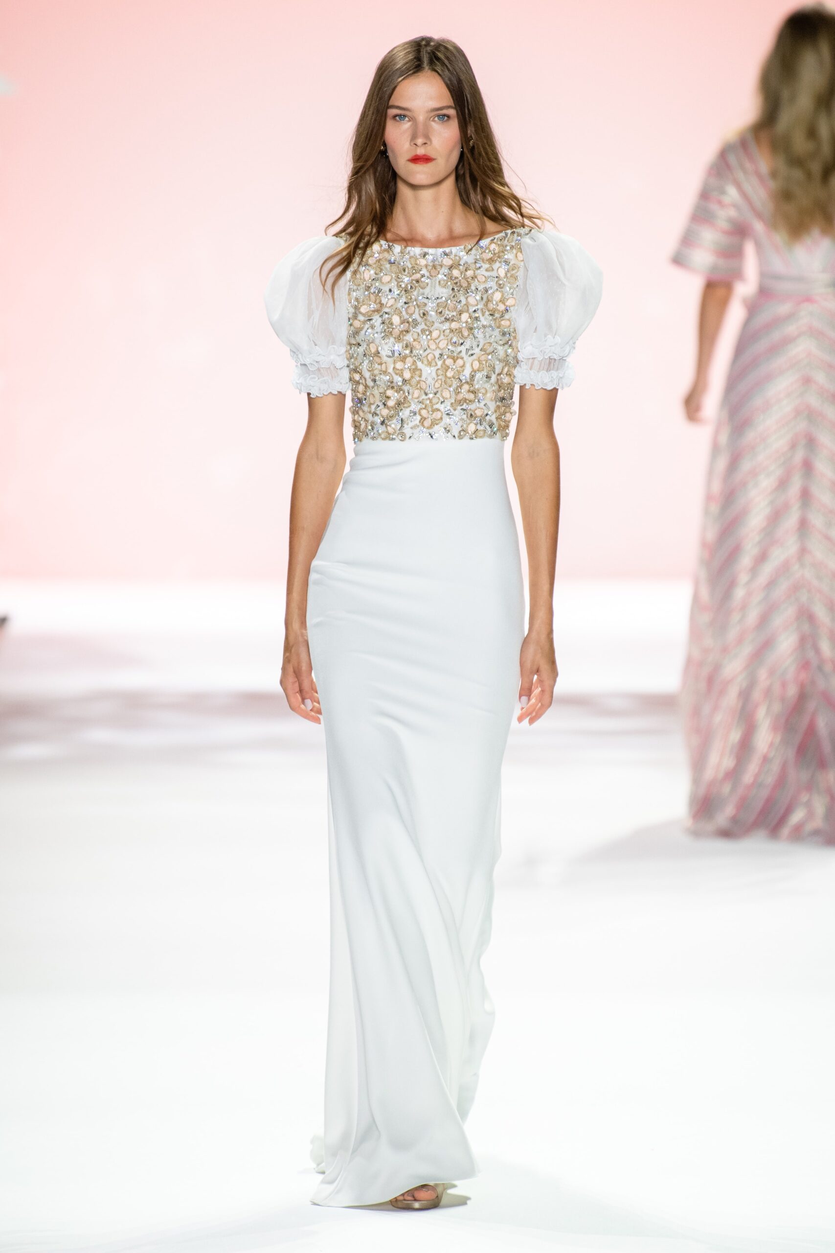 white embellished silk gown