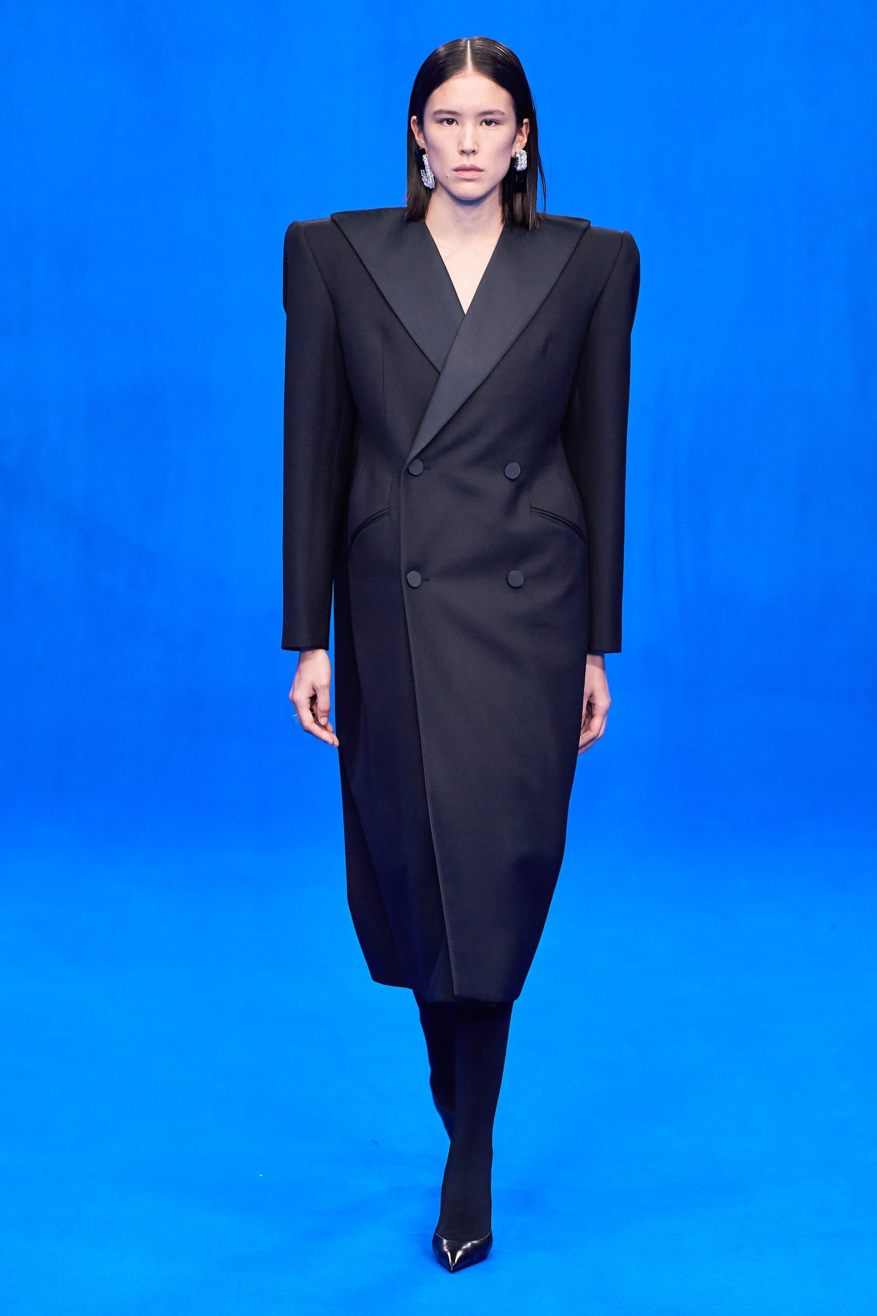 black structured long-sleeve dress