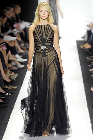 black and beige sheer gown