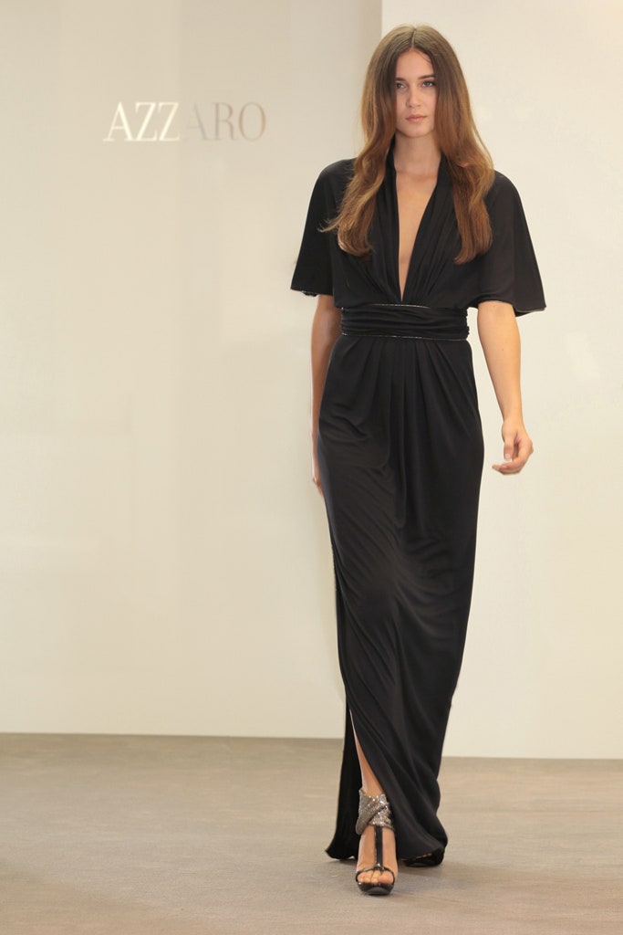 black silk fitted gown