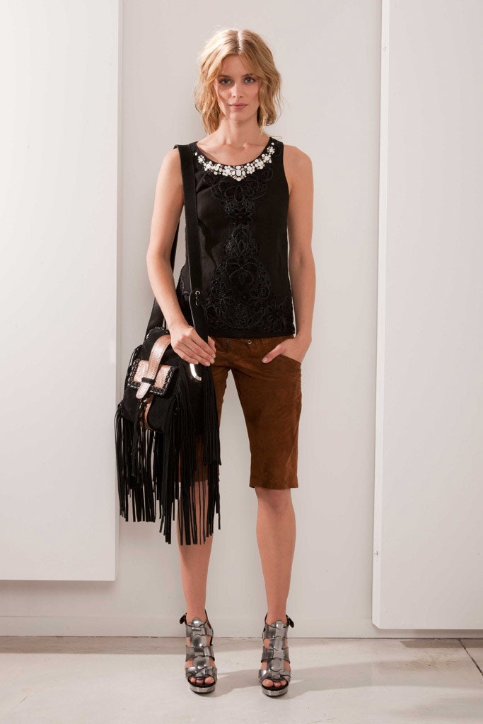 black silk top with embroidered details