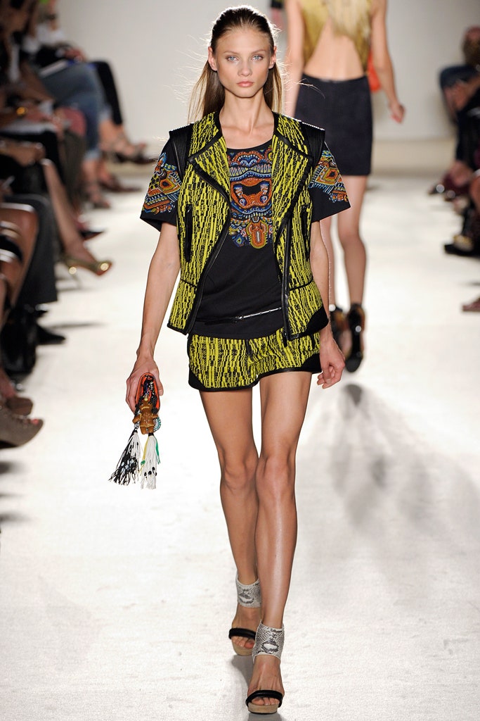 black and yellow printed top and shorts
