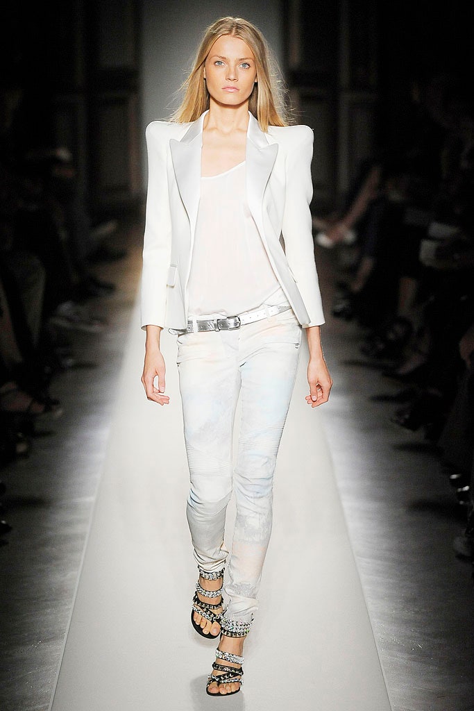 white cotton slim zippered pants