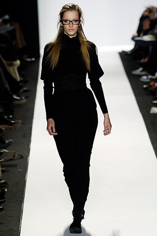 black fitted long-sleeve dress
