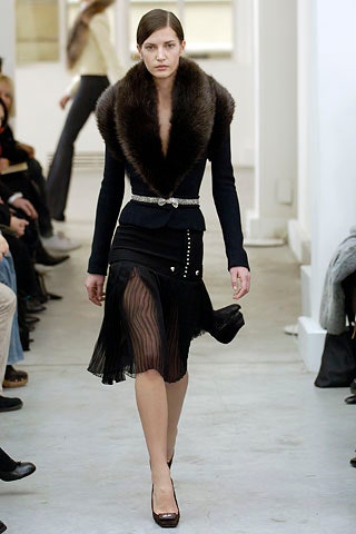 black silk pleated midi dress with fur coat