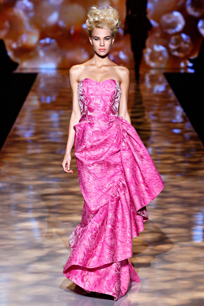 fitted pink silk gown