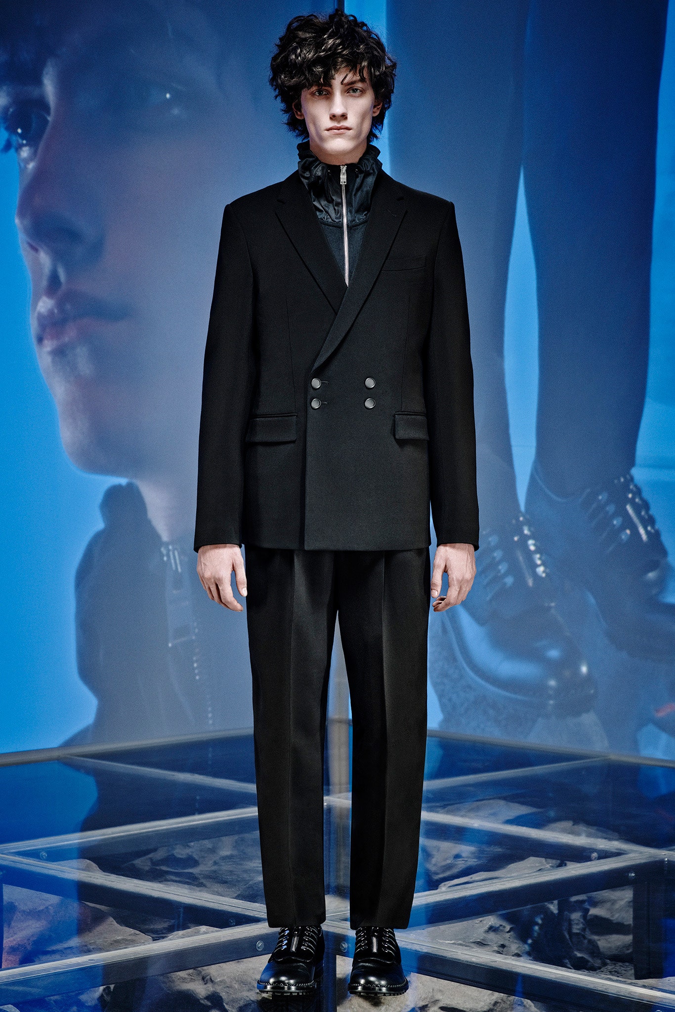 black tailored suit with shoes