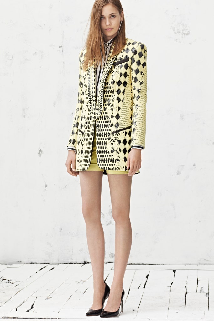 yellow black printed blazer with shorts