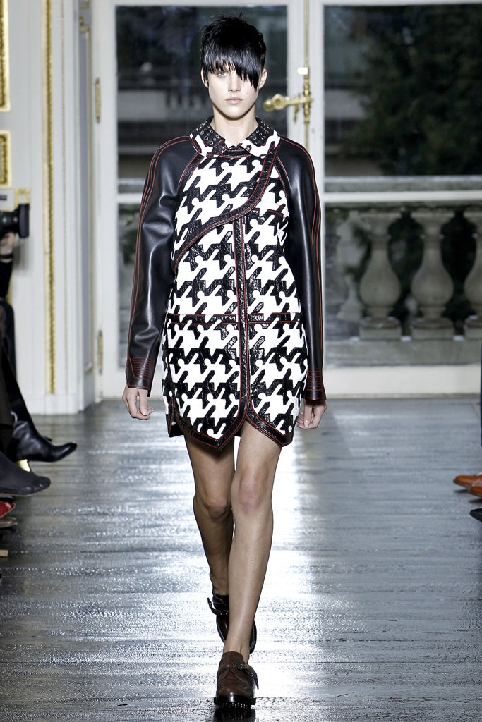 black and white leather mini dress