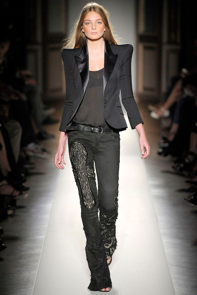 black denim fitted zippered embellished pants