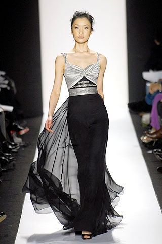 black and silver draped gown
