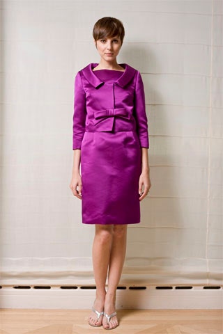 fitted purple satin dress