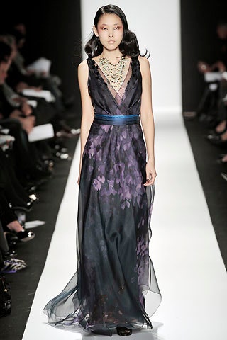 purple silk flowing gown