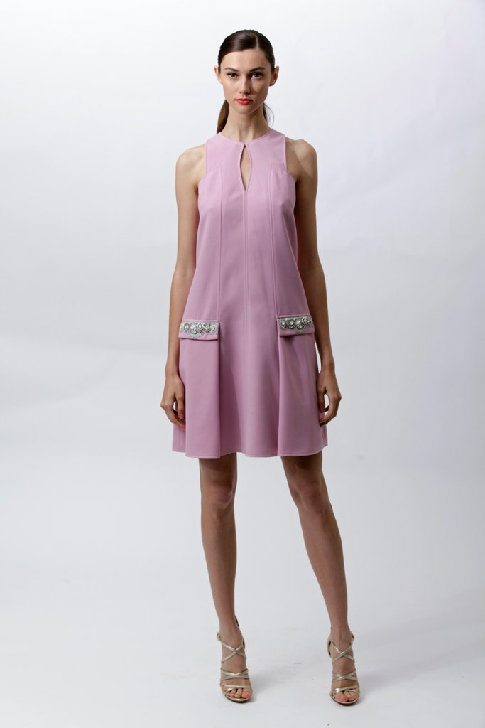 pink silk sleeveless dress