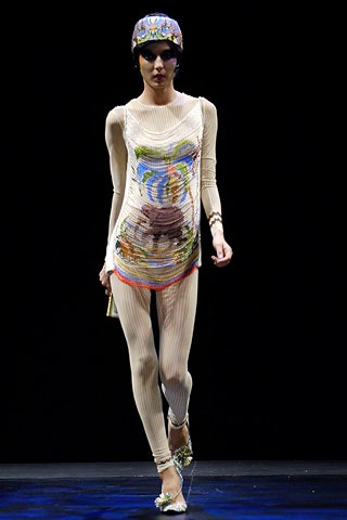 beige mesh top with leggings