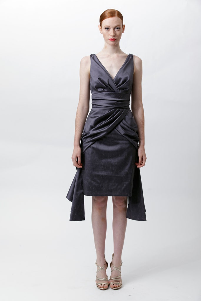 gray silk sleeveless dress