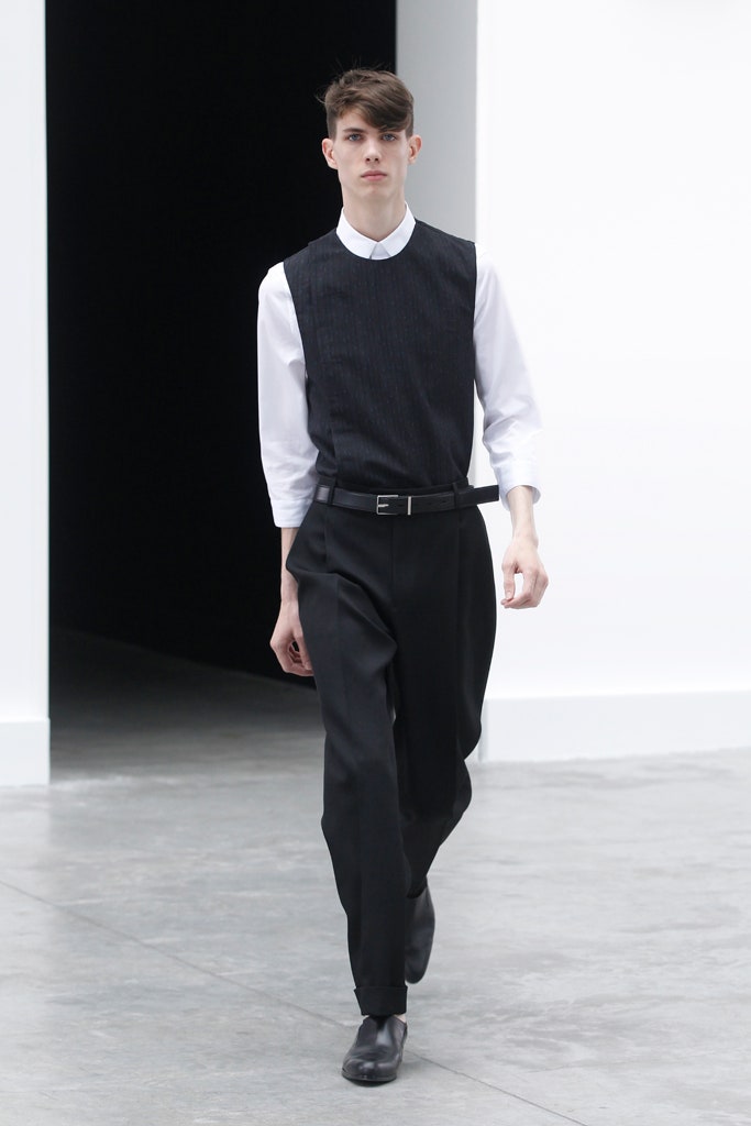 black vest white shirt tailored pants