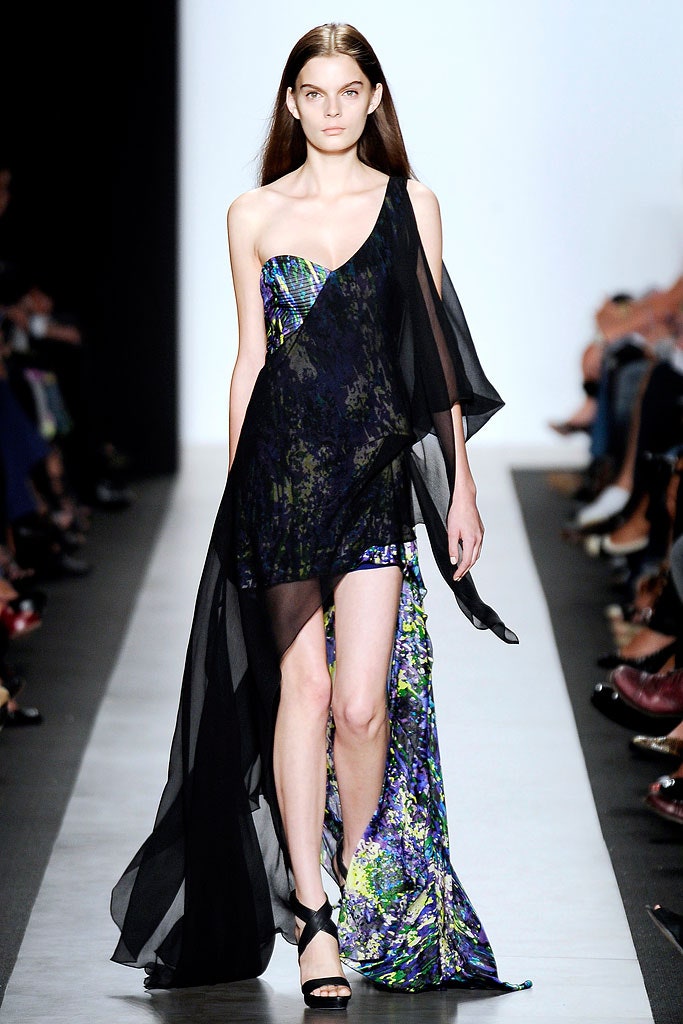 black and blue asymmetric dress