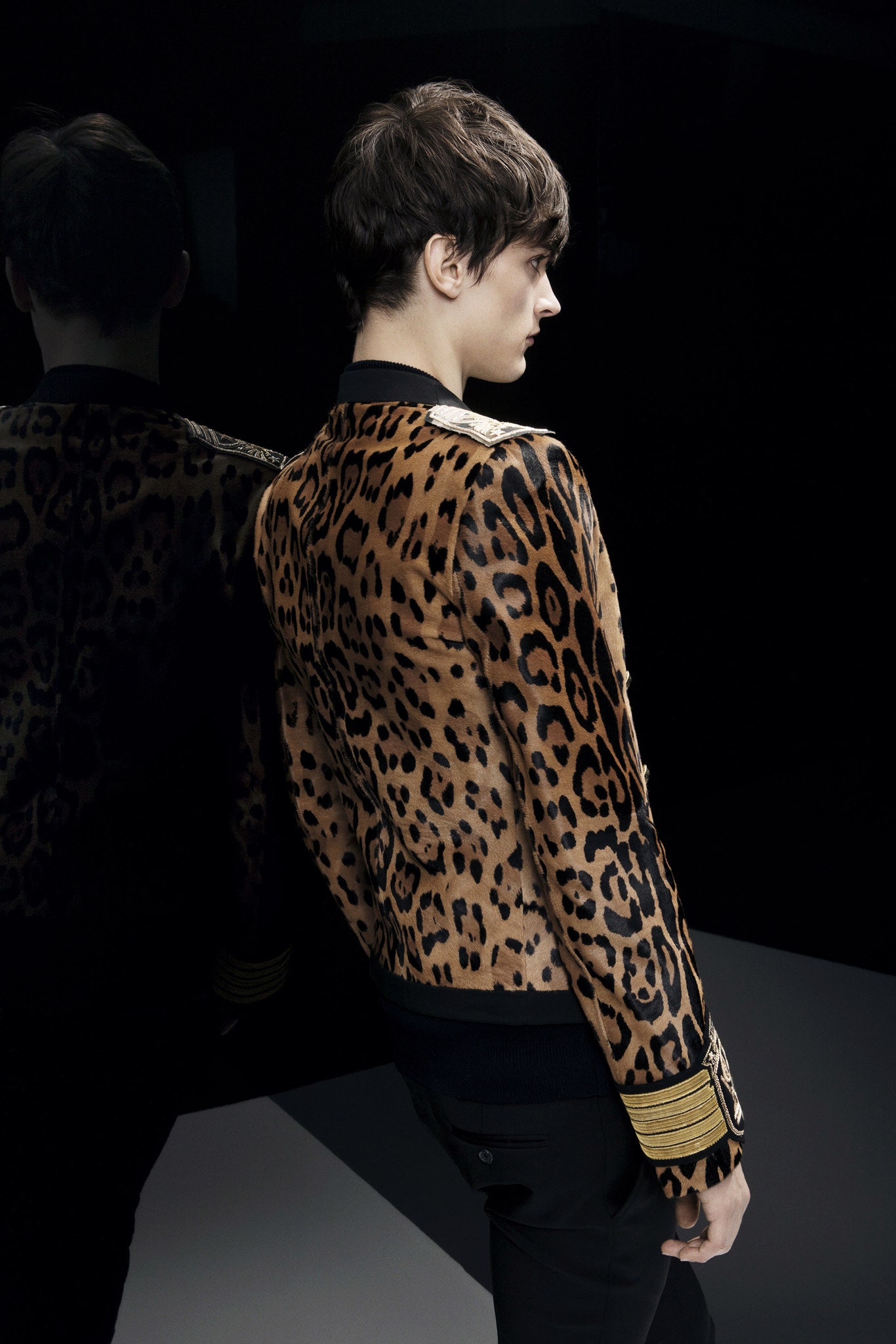 fitted brown black animal-print jacket