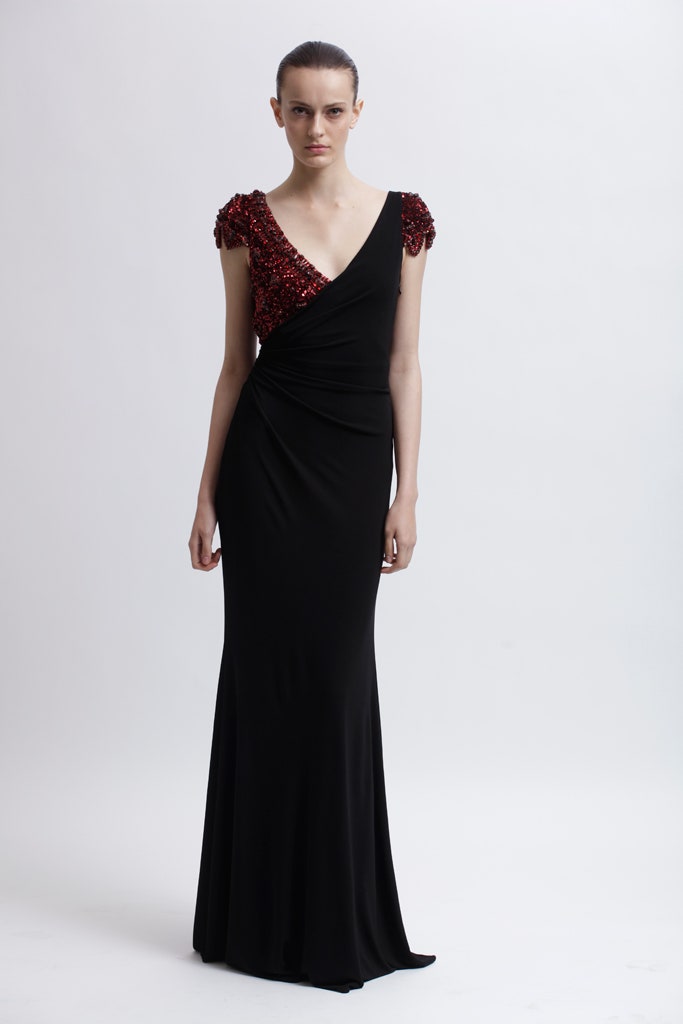 black silk sequined gown