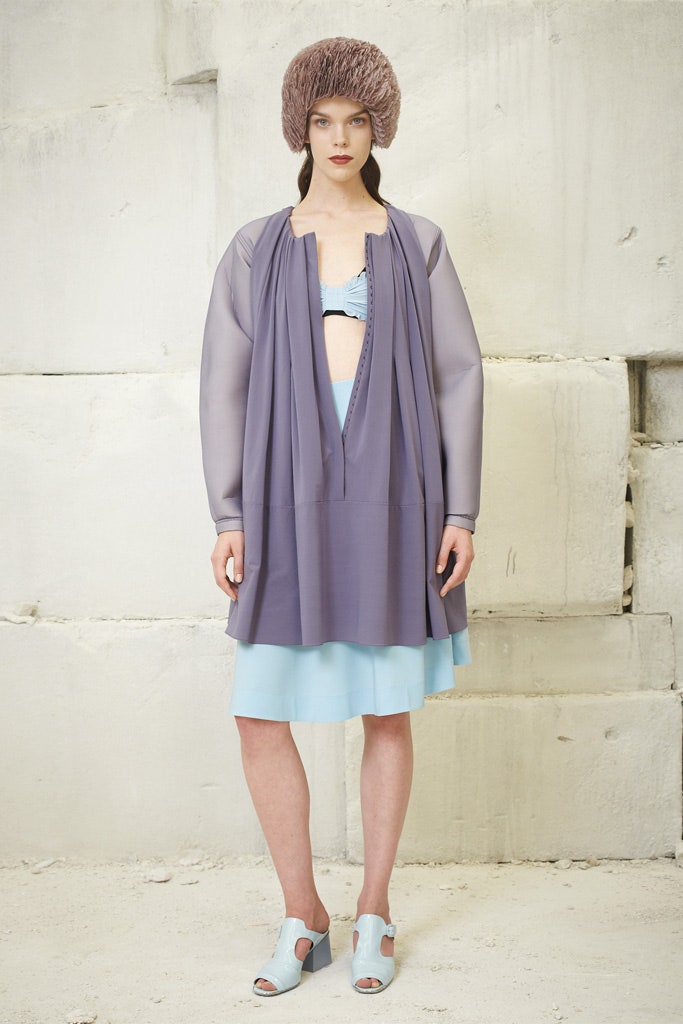 blue silk sleeveless top with layered skirt