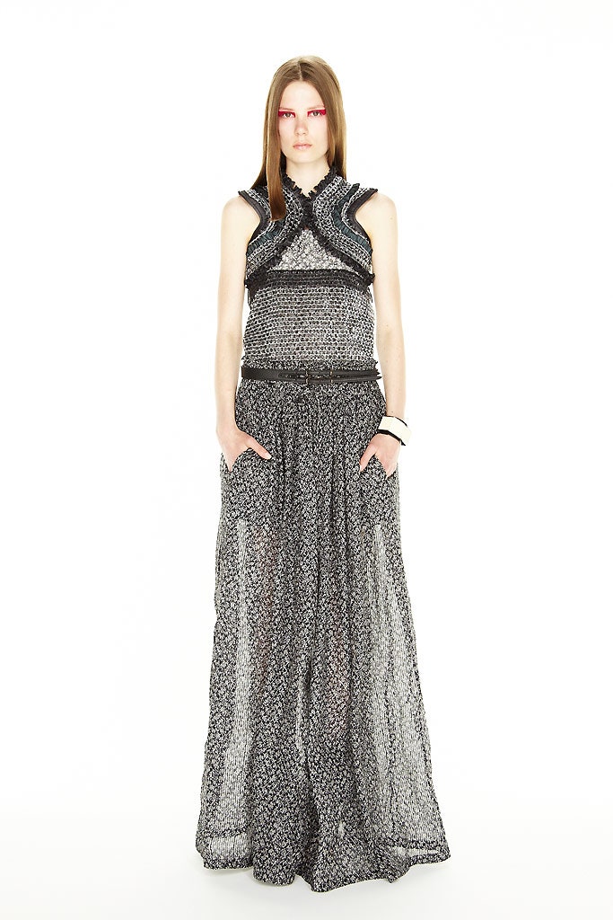 black and white pleated maxi dress