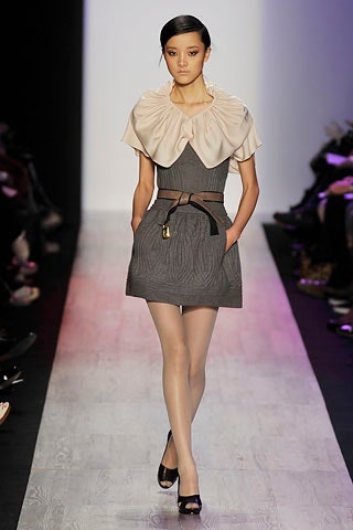 gray fitted mini dress with ruffled blouse