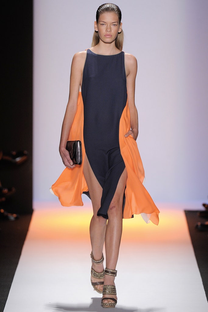 blue and orange asymmetric dress