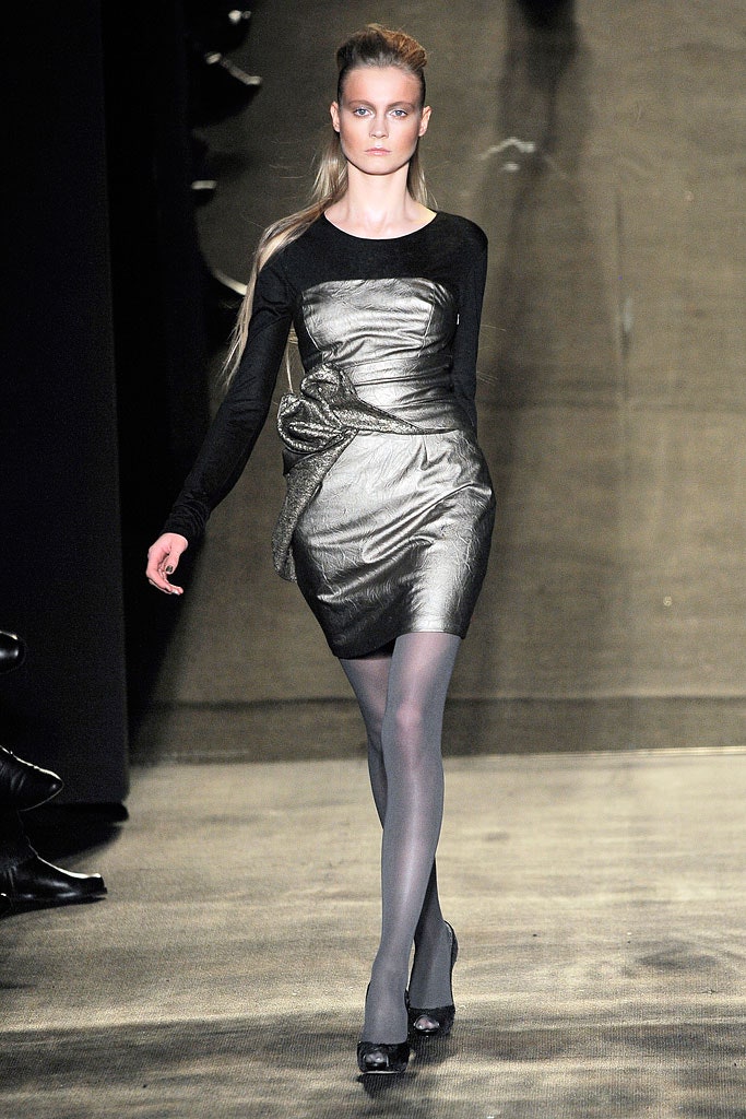 fitted metallic long-sleeve dress