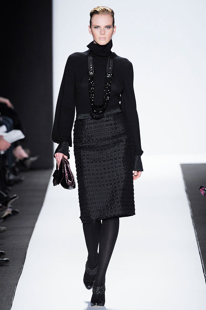 black fitted top and pencil skirt