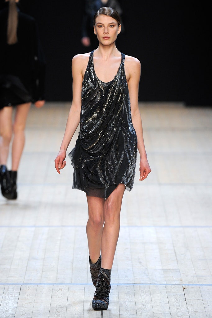 black sequin sleeveless dress