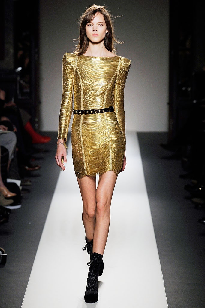 fitted gold metallic mini dress
