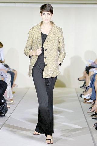 gold silk long-sleeve collared structured buttoned printed coat