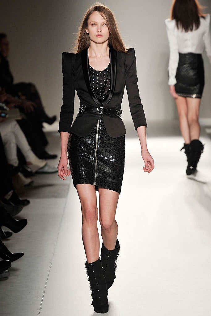 black tailored blazer and sequin skirt