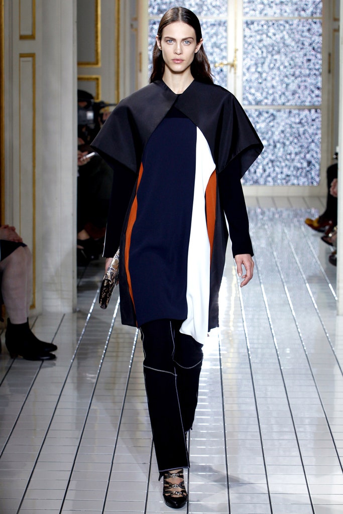 color-blocked midi dress with slim pants
