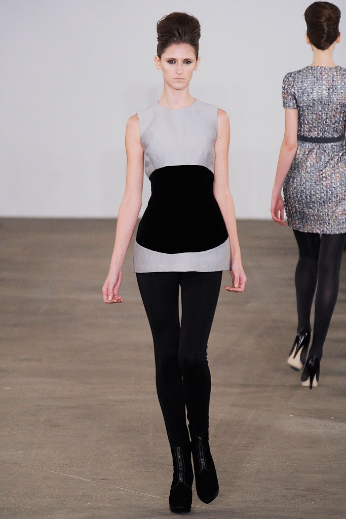 gray and black color-blocked top