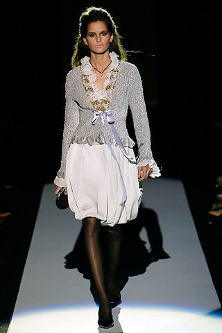 gray silk long-sleeve collared fitted ruffled embroidered blouse