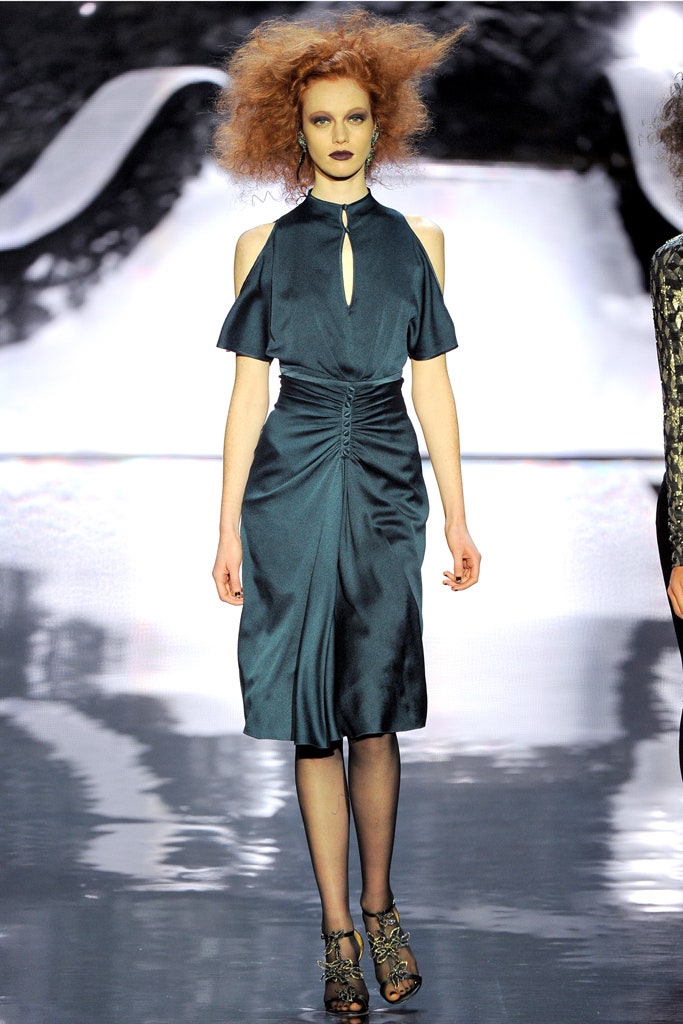 fitted teal silk midi dress