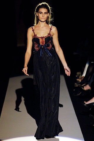 black silk embroidered gown