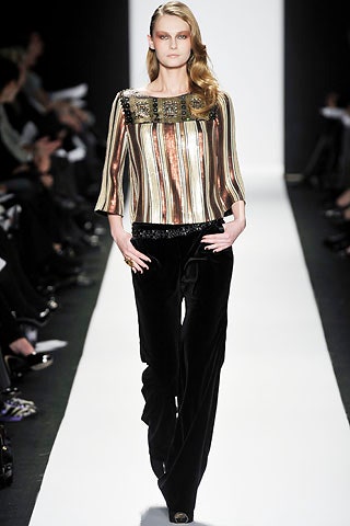 gold silk long-sleeve collared fitted pleated embellished top