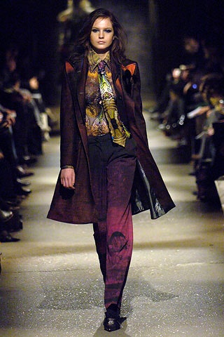 brown wool fitted coat with printed shirt