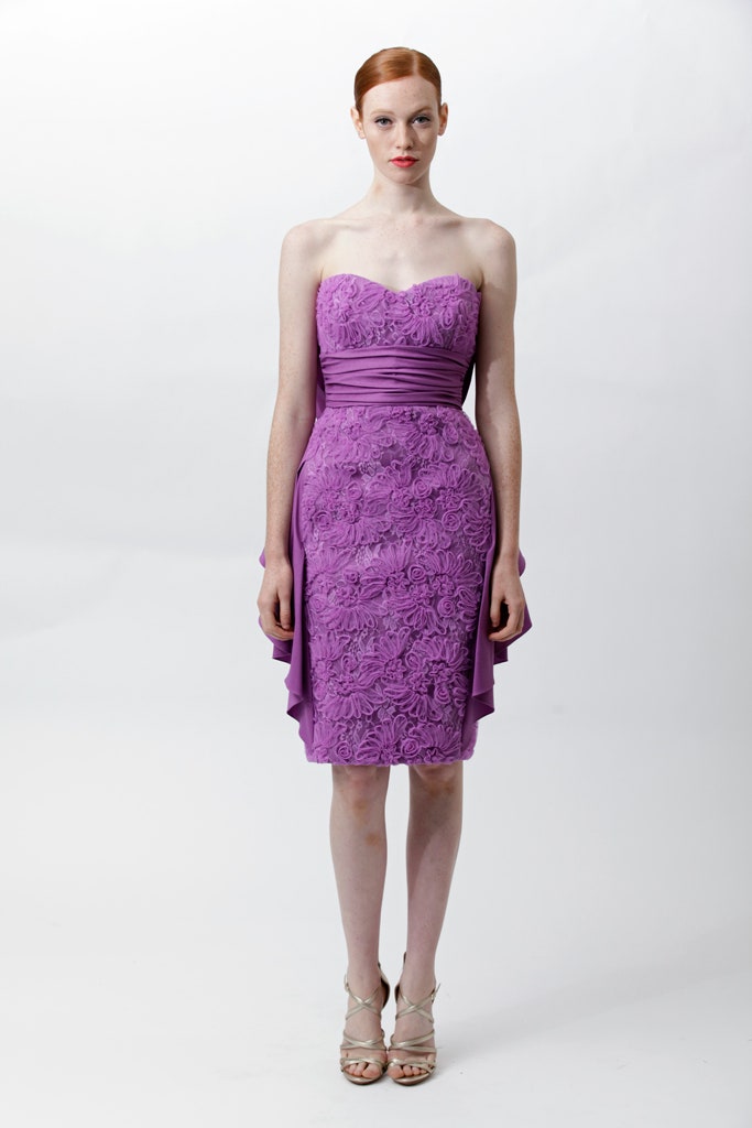 fitted purple embroidered dress