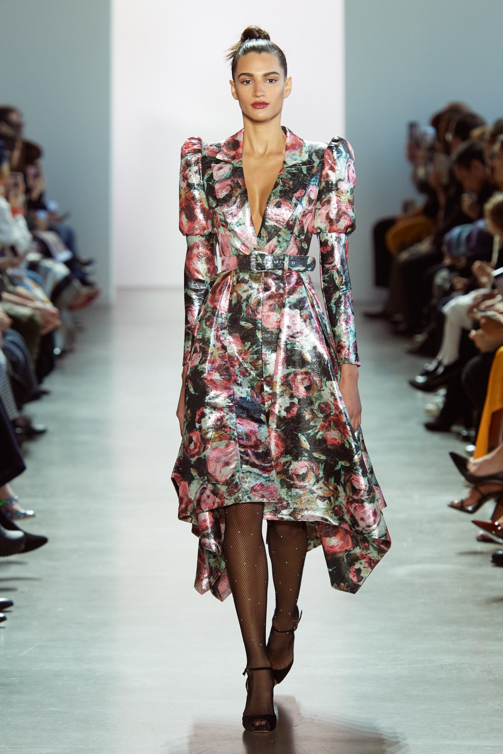 multi-colored silk midi dress